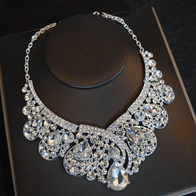 Bridal Headdress Flowers Wedding Hair Accessories Accessories Crown Necklace Earrings Three-piece Set Wedding Accessories - ProTrendyz