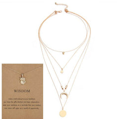 Multi-layer Moon Pendant Necklaces for Women Bohemian Wafer Elegant Necklace - ProTrendyz
