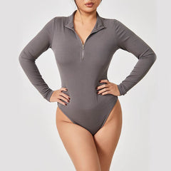 Fashion Long Sleeve Zipper Jumpsuit Seamless Slimming Shapewear For Women Romper - ProTrendyz