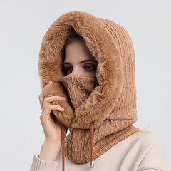 Winter Thick Plush Hat With Scarf Windproof Warm Knit Hats Hooded For Women - ProTrendyz