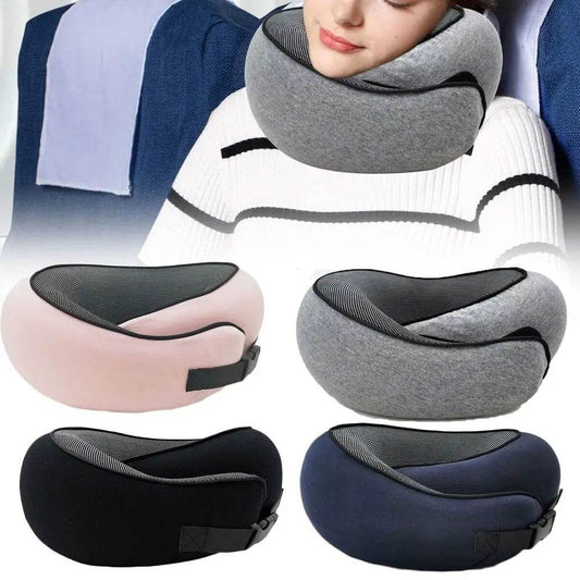 Soft Memory Foam Travel Neck Pillow U Shape Adjustable Support Comfortably Sleeping On Plane Car Office Noon Break - ProTrendyz