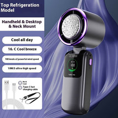 New Ice Pack High-Speed Handheld Eletirc Fan Speed Adjustable Folding Mini Fan Portable Outdoor Hanging Neck Small Fan - ProTrendyz