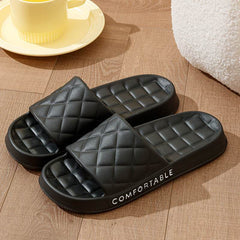 Men's Home Slippers With Plaid Design Soft-soled Silent Indoor Floor Bathing Slippers Women House Shoes Summer - ProTrendyz