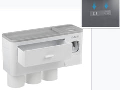 Non-marking Hanging Magnetic Toothbrush Holder Single Drawer Storage Rack With Toothpaste Squeezer Toiletry Set - ProTrendyz