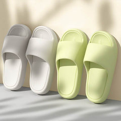 Solid Thick-soled Home Slippers Summer Non-slip Floor Bathroom Slipper For Women Men's House Shoes - ProTrendyz