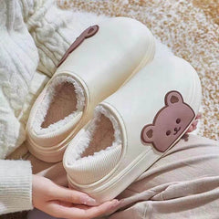 Bear Fluffy Slippers Winter House Shoes For Women - ProTrendyz