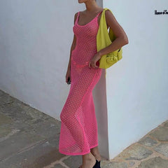 Solid Color Knitted Hollow Beach Bikini Swimsuit Blouse - ProTrendyz