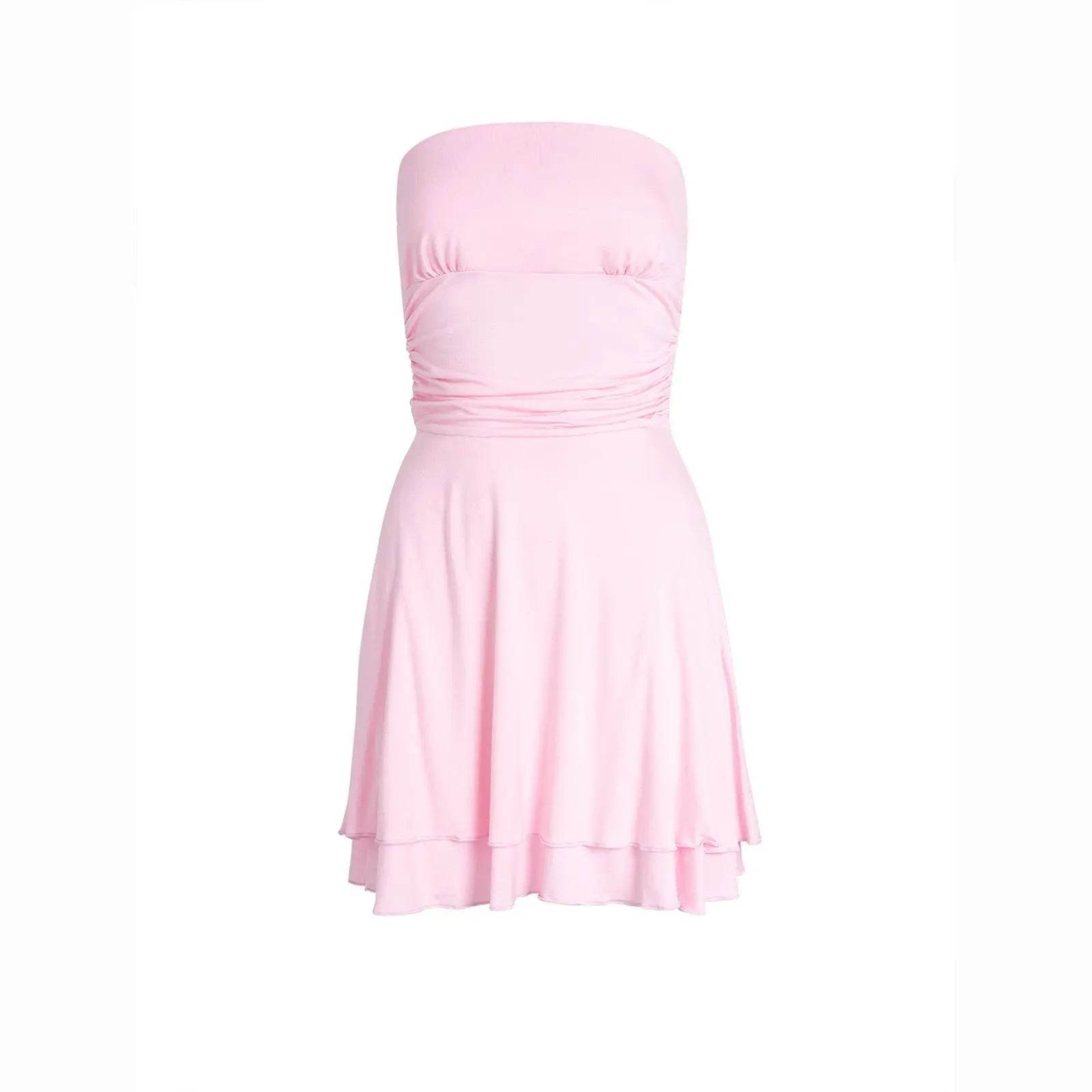 Y2K Tube-top Short Dress Summer Sexy Pleated Tight Dresses For Womens Clothing - ProTrendyz
