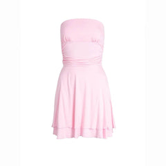 Y2K Tube-top Short Dress Summer Sexy Pleated Tight Dresses For Womens Clothing - ProTrendyz