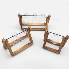 Swing Wooden Stand Hydroponic Plant Container Glass Vase - ProTrendyz