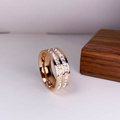INS Rings Titanium Steel Couple Single And Double Row Diamond Ring - ProTrendyz