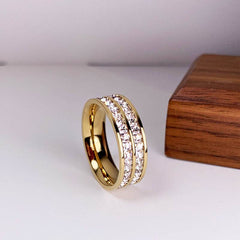 INS Rings Titanium Steel Couple Single And Double Row Diamond Ring - ProTrendyz