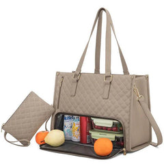 Fashionable Lunch Tote Bag Women's Thermal Insulation Lunch Box Leak-proof Crossbody Computer Storage Bag Quilted Large Capacity Handbag With Purse - ProTrendyz