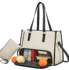Fashionable Lunch Tote Bag Women's Thermal Insulation Lunch Box Leak-proof Crossbody Computer Storage Bag Quilted Large Capacity Handbag With Purse - ProTrendyz