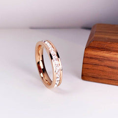 INS Rings Titanium Steel Couple Single And Double Row Diamond Ring - ProTrendyz