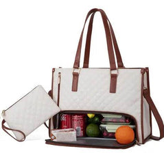 Fashionable Lunch Tote Bag Women's Thermal Insulation Lunch Box Leak-proof Crossbody Computer Storage Bag Quilted Large Capacity Handbag With Purse - ProTrendyz