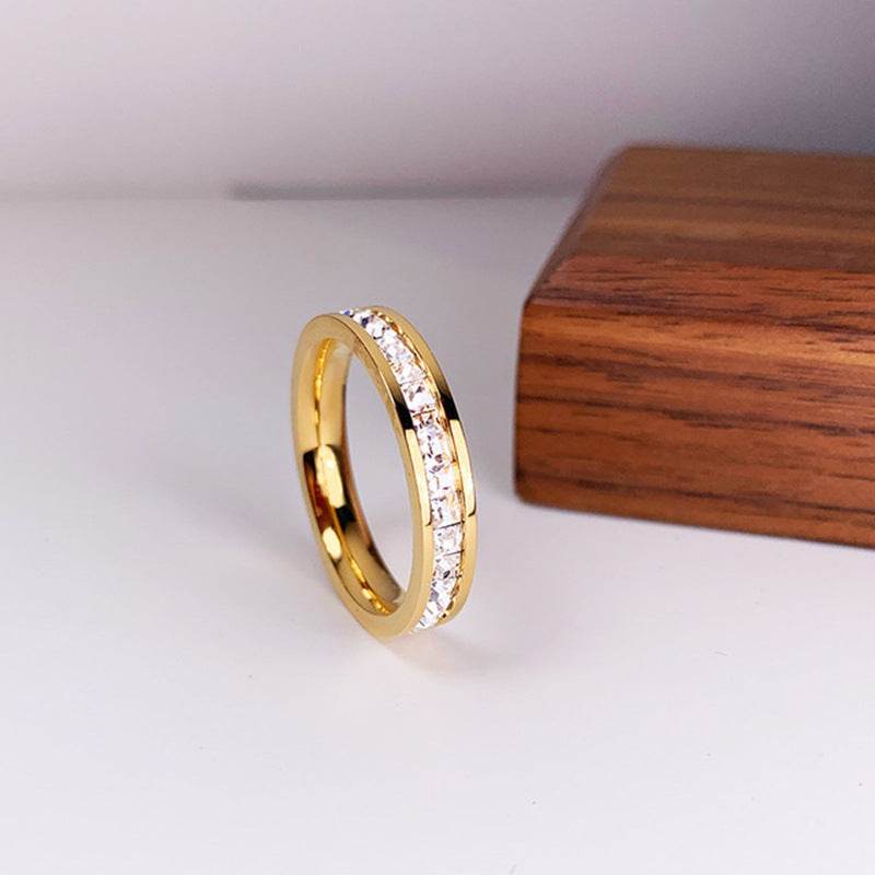 INS Rings Titanium Steel Couple Single And Double Row Diamond Ring - ProTrendyz