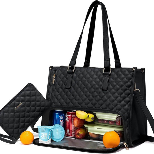 Fashionable Lunch Tote Bag Women's Thermal Insulation Lunch Box Leak-proof Crossbody Computer Storage Bag Quilted Large Capacity Handbag With Purse - ProTrendyz