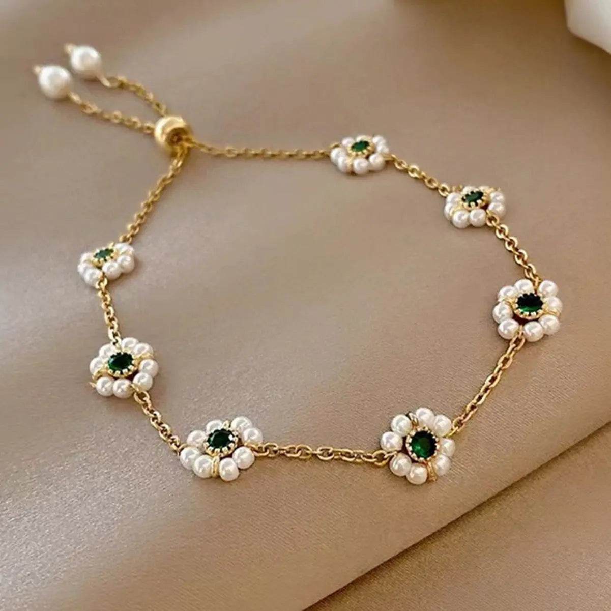 Pearl Flowers Bracelet All-match Fashion Adjustable Chain Bracelet - ProTrendyz