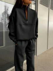 Long-sleeved Sports Sweatshirt Suit Fashion Stand-up Collar Zip-up Top And Elastic Band Trousers With Pocket Spring Fall Clothing For Women US - ProTrendyz