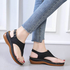 Casual Sandals Women's Wedge Heel Solid Color Flip Flop Sandals - ProTrendyz