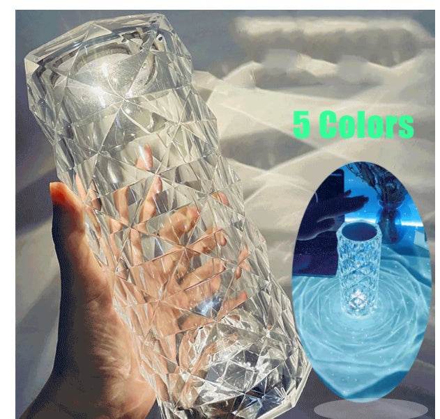 Nordic Crystal Lamp USB Table Lamps Bedroom Touch Dimming Atmosphere Diamond Night Light Rose Projector Lamp Decor - ProTrendyz