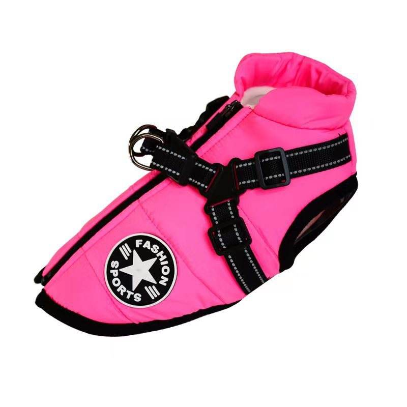 Waterproof Dog Clothes Winter Dog Coat With Harness Warm Pet Clothing Big Dog Jacket Chihuahua Labrador Coat Costume - ProTrendyz