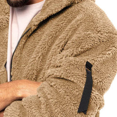 Plush Hooded Jacket Men's Autumn And Winter Fleece Double-sided Wear Warm Coat With Zipper Loose Casual Jacket Outdoor Clothing - ProTrendyz