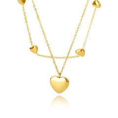 Fashion Jewelry Multilayer Heart Pendant Necklaces For Women Stainless Steel Chain Choker Zircon Moon Star Necklace Femme Wedding Jewelry Gift - ProTrendyz