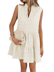 Womens Summer Sleeveless Patchwork V-Neck Pullover Dress For Europe And America
