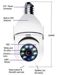 WiFi CAMERA 1080P Bulb 4X Zoom Camera E27 Home 5GWiFi Alarm Monitor Smart - ProTrendyz