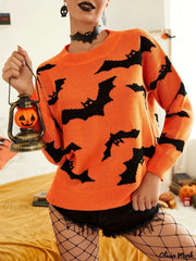 Fashion Women's Wear Long Sleeve Halloween Brocade Sweater Knitted