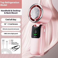 New Ice Pack High-Speed Handheld Eletirc Fan Speed Adjustable Folding Mini Fan Portable Outdoor Hanging Neck Small Fan - ProTrendyz