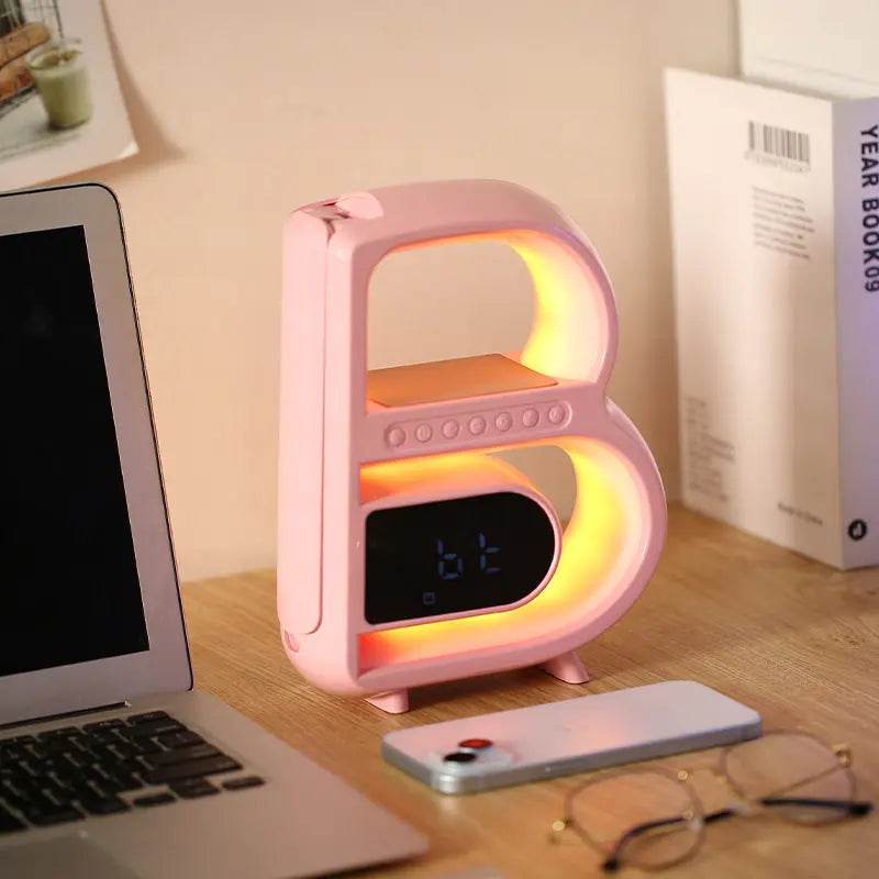 2025 New B-Shaped Bluetooth Speaker Multifunctional Smart Music Rhythm Lighting Phone Wireless Charger TF Card AUX Input Standard Mode - ProTrendyz
