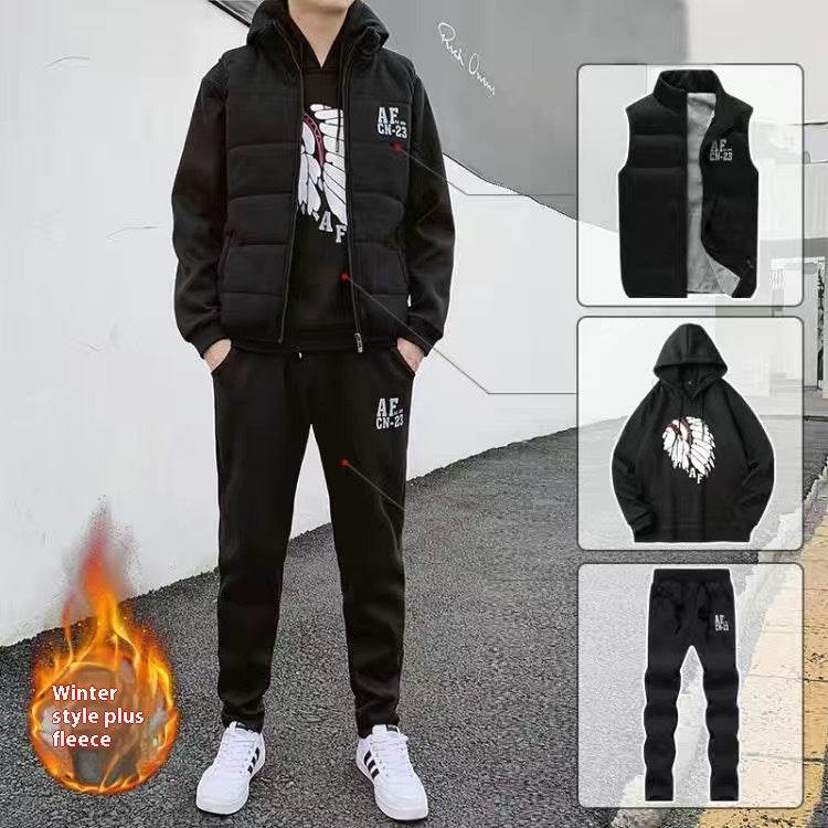 Men Plus Velvet Padded Clothes Suit - ProTrendyz