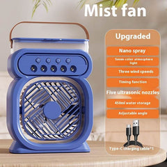 3 In 1 Portable Air Conditioner Evaporative Air Cooler LED Night Lights 3 Speeds Humidifier Fan For Home Office - ProTrendyz