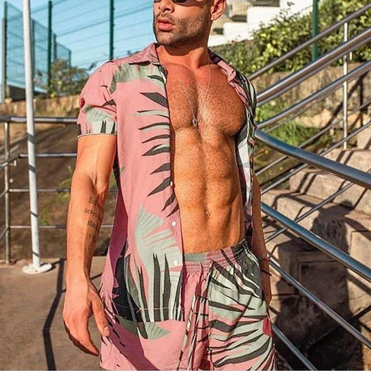 Streetwear Short Sleeve Beach Shirt With Short Pants Casual Men Clothing Outfits - ProTrendyz