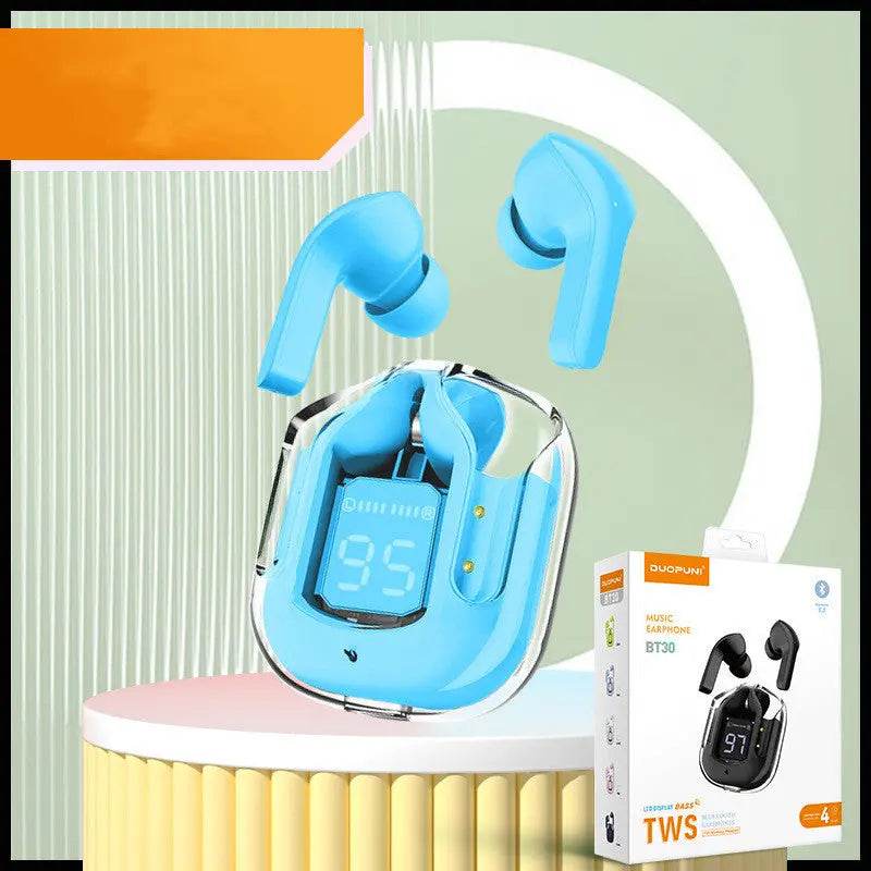 New Mini Transparent Wireless Bluetooth Headset Digital Display ENC Noise Reduction True Wireless Sports Music - ProTrendyz
