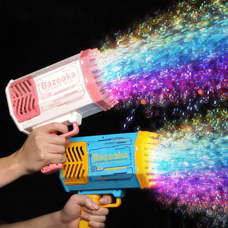 Bubble Gun Rocket 69 Holes Soap Bubbles Machine Gun Shape Automatic Blower With Light Toys For Kids Pomperos - ProTrendyz