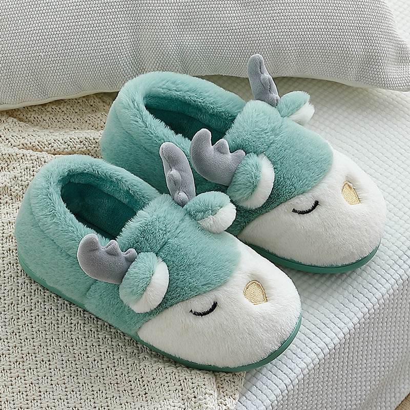 Christmas Shoes Winter Home Slippers Elk Plush Bedroom Slipper House Shoes For Women Men - ProTrendyz