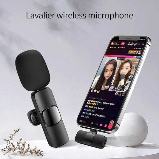 Wireless Lavalier Microphone Portable Audio Video Recording Mini Mic For I Phone Android Long Battery Life Live Broadcast Gaming - ProTrendyz