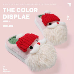 Cute Christmas Santa Claus Home Slippers Winter Warm Indoor Non-slip Floor Plush Shoes For Women - ProTrendyz