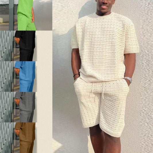 Men's Summer Suit Fashion Loose Men 2 Pieces Outfit Summer Hippie Shirt And Short Set - ProTrendyz