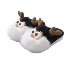 Cute Cartoon Christmas Deer Cotton Shoes Winter Indoor Floor Home Slippers Half-covered Heel Warm Plush Shoes Women - ProTrendyz