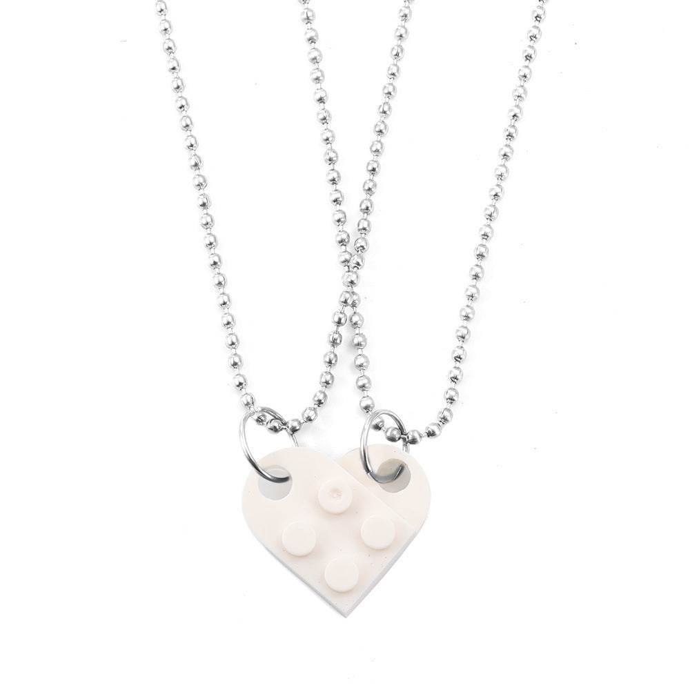Valentines Day Gift New Jewelry Heart Necklace Love Stitching Acrylic Couple Necklace Valentines Jewelry - ProTrendyz