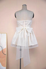 Tube Top Lace Dress With Back Bow-knot Summer Fashion Temperament Mesh Stitching Off-neck Short Skirt - ProTrendyz