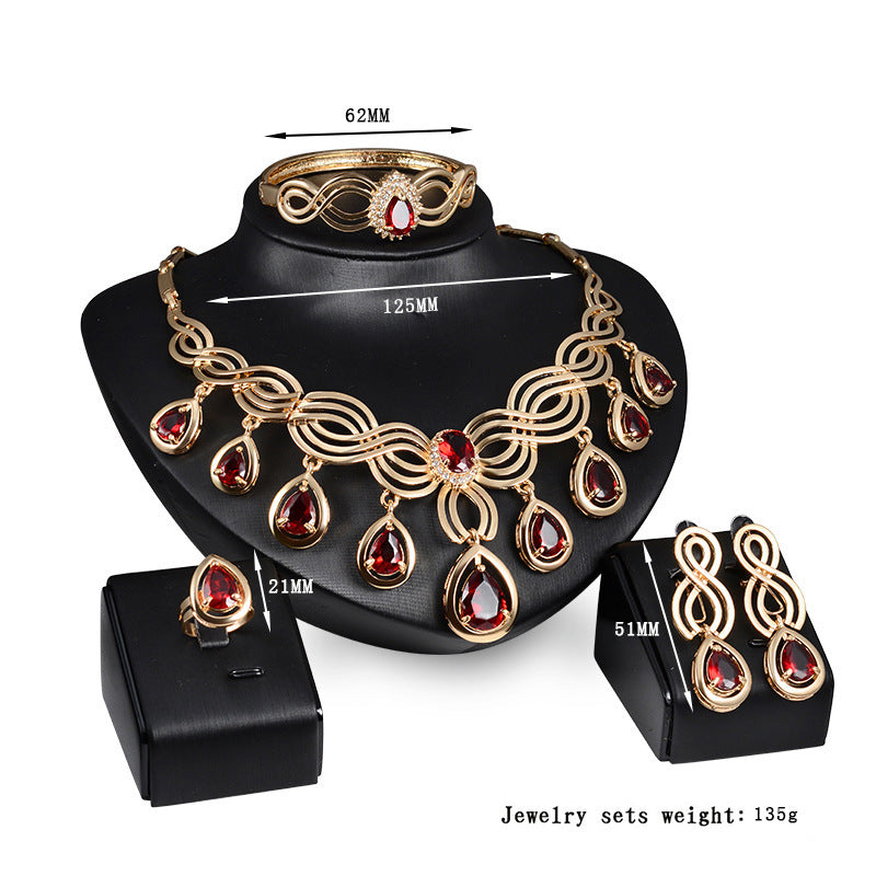 Set Jewelry Fashion Gems Necklace And Earrings Alloy Jewelry ProTrendyz