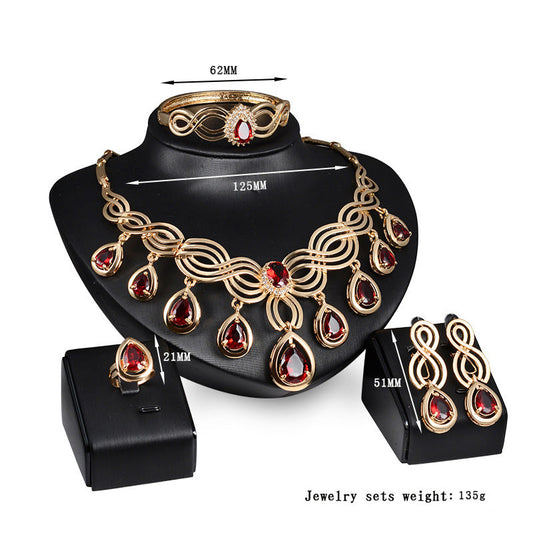Set Jewelry Fashion Gems Necklace And Earrings Alloy Jewelry ProTrendyz
