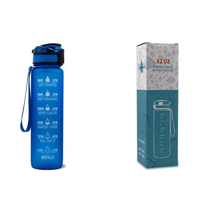 1L Tritan Water Bottle With Time Marker Bounce Cover Motivational Water Bottle Cycling Leakproof Cup For Sports Fitness Bottles - ProTrendyz