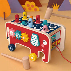 Montessori Toddlers Kids Wooden Pounding Bench Animal Bus Toys Early Educational Set Gifts For Children Toy Musical Instrument - ProTrendyz